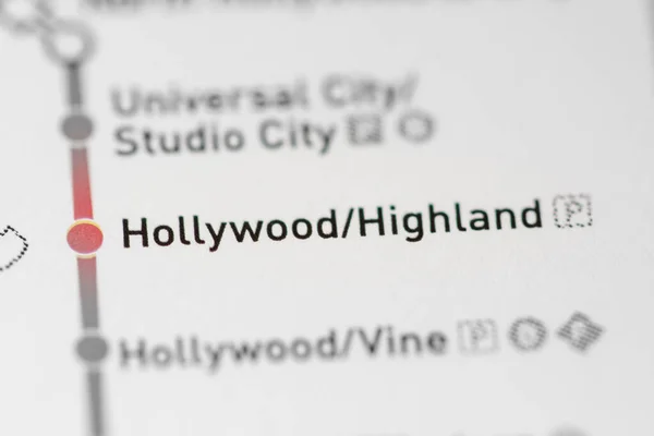 Hollywood Highland Station Metrokaart Van Los Angeles Kaart — Stockfoto