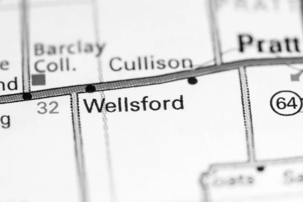 ウェルズフォードだ カンザスだ 地図上のアメリカ — ストック写真