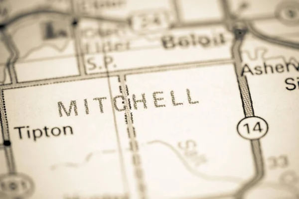 米切尔Mitchell 堪萨斯州 地图上的Usa — 图库照片