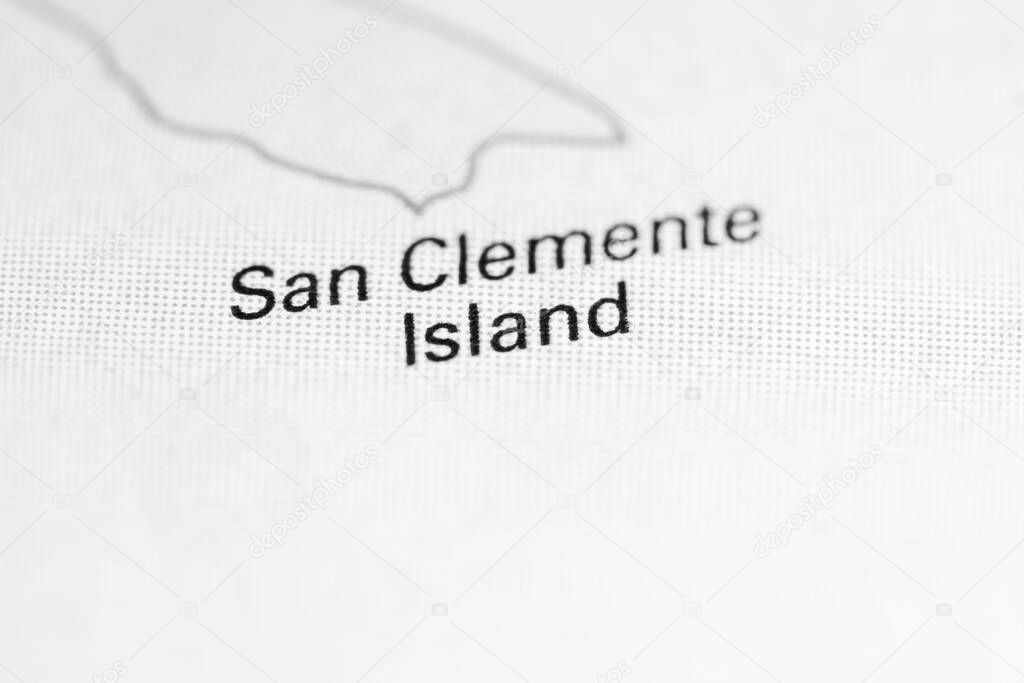 San Clemente Island. California. USA on a map