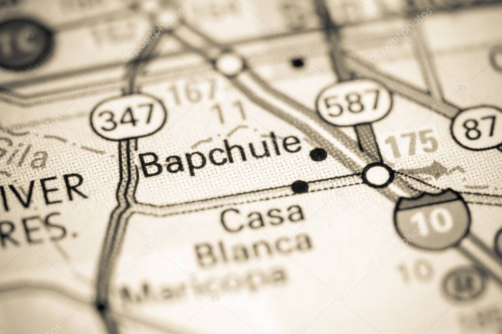 Bapchule. Arizona. USA on a map