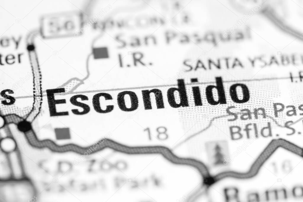 Escondido. California. USA on a map