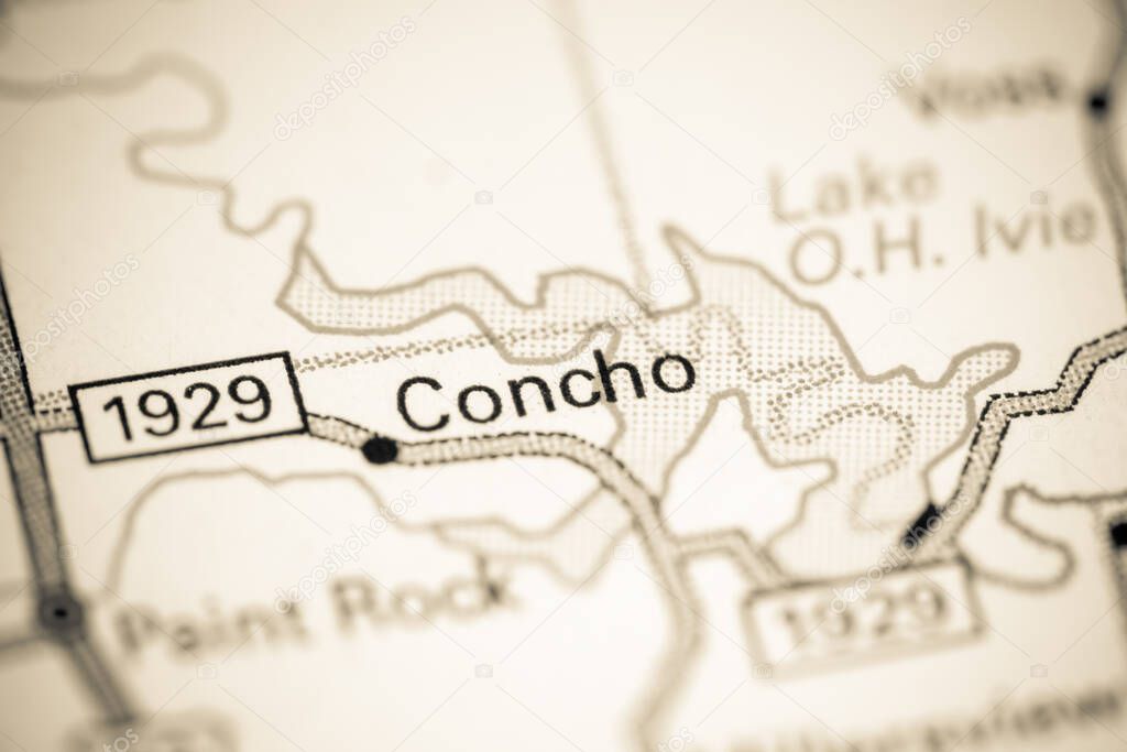 Concho. Texas. USA on a map