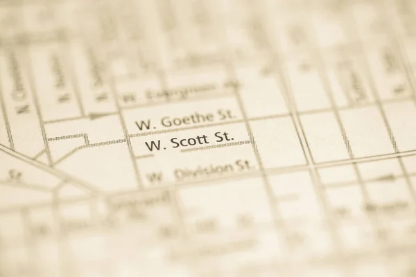 Scott Chicago Illinois Eua Mapa — Fotografia de Stock