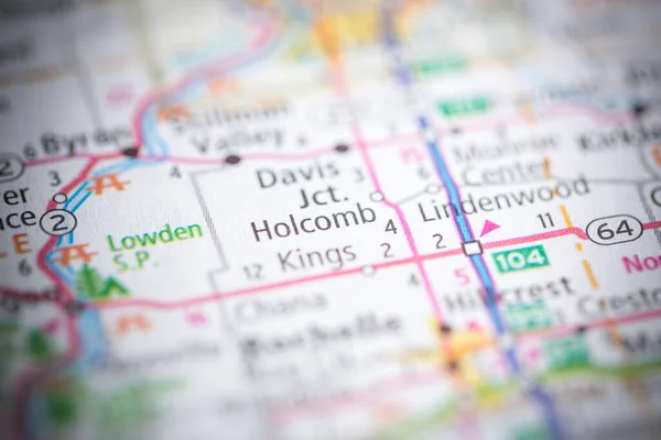 霍尔科姆伊利诺伊州地图上的美国 — 图库照片