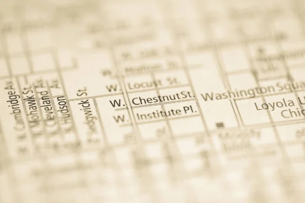 Chestnut Chicago Illinois Usa Mapa —  Fotos de Stock