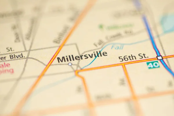 米勒斯维尔印第安纳地图上的美国 — 图库照片