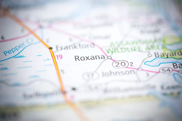 Roxana. Delaware. USA on the map