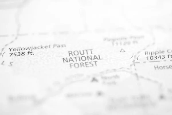 Floresta Nacional Routt Colorado Eua Mapa — Fotografia de Stock