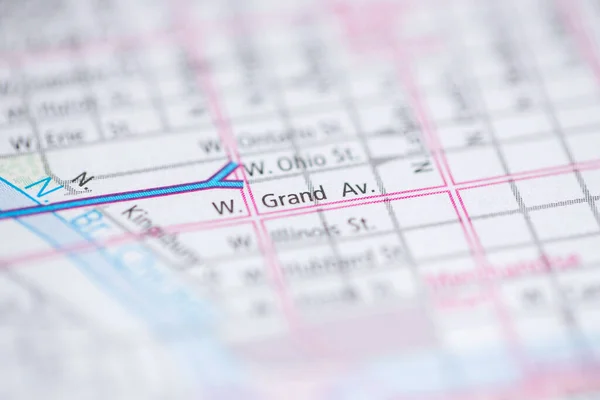 WグランドAv シカゴだ イリノイ州 地図上のアメリカ — ストック写真