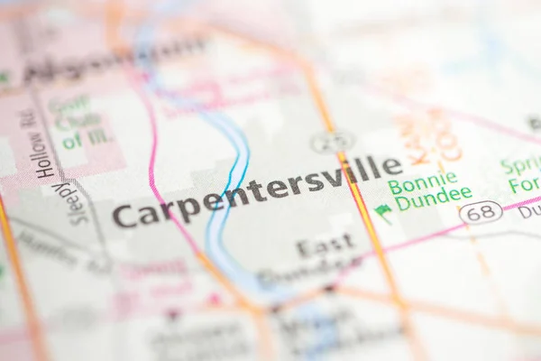 卡彭特斯维尔伊利诺伊州地图上的美国 — 图库照片