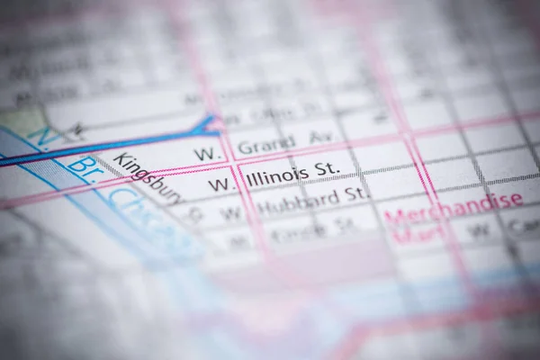 Illinois Σικάγο Ιλινόις Ηπα Στο Χάρτη — Φωτογραφία Αρχείου