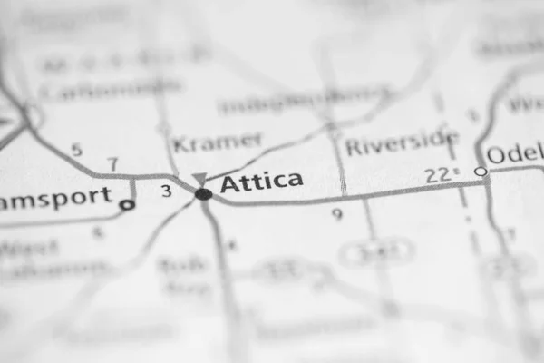Attica Indiana Usa Mapě — Stock fotografie