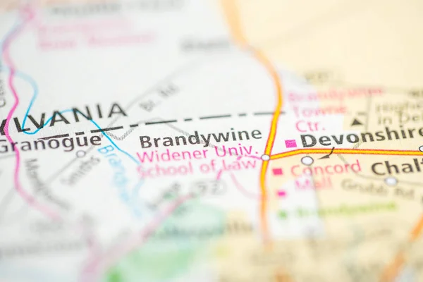 Brandywine. Delaware. USA on the map