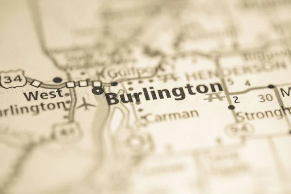 Burlington. Illinois. USA on the map on the map