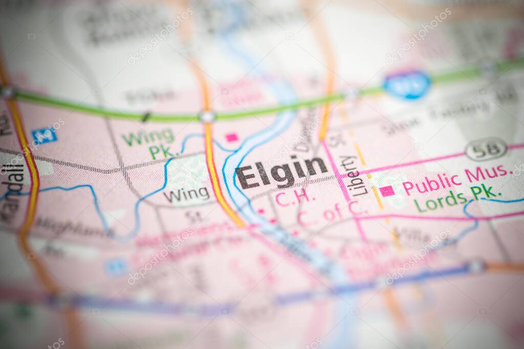 Elgin. Illinois. USA on the map