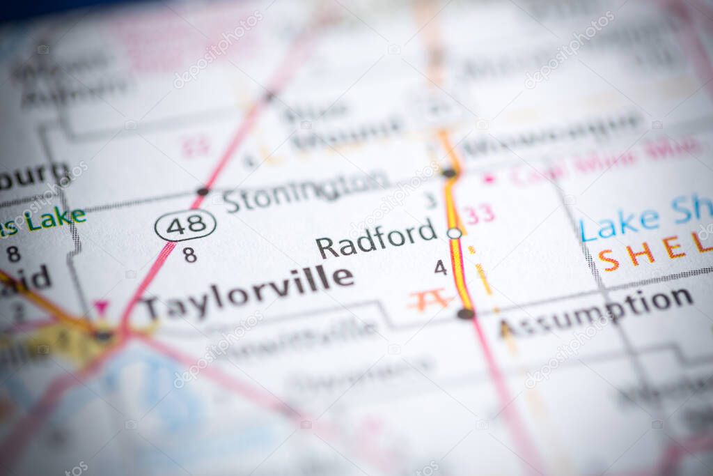 Radford. Illinois. USA on the map