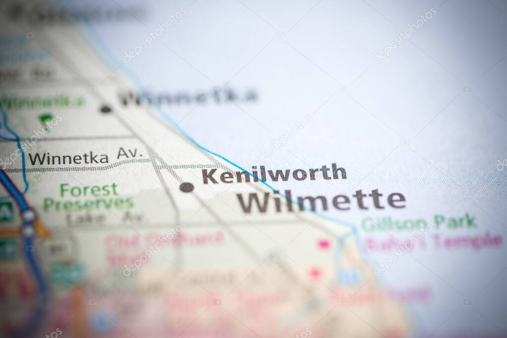 Kenilworth. Illinois. USA on the map