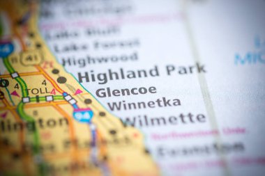 Glencoe. Illinois. USA on the map clipart