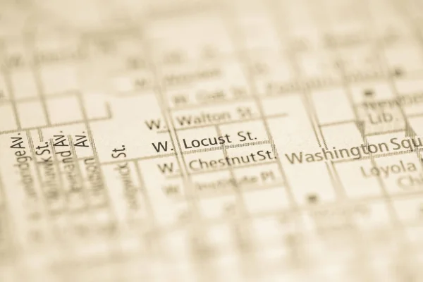 Locust Chicago Illinois Usa Mapa —  Fotos de Stock
