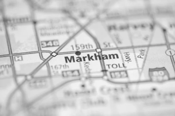 Markham. Chicago. Illinois. USA on the map