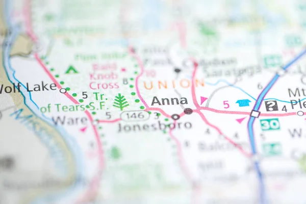安娜Anna 伊利诺伊州地图上的美国 — 图库照片