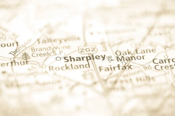 Sharpley. Delaware. USA on the map