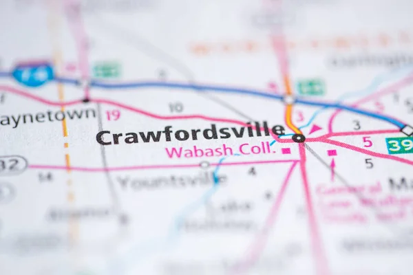 Crawfordsville Indiana Eua Mapa — Fotografia de Stock