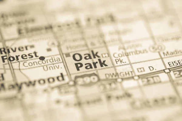 Oak Park Chicago Illinois Eua Mapa — Fotografia de Stock