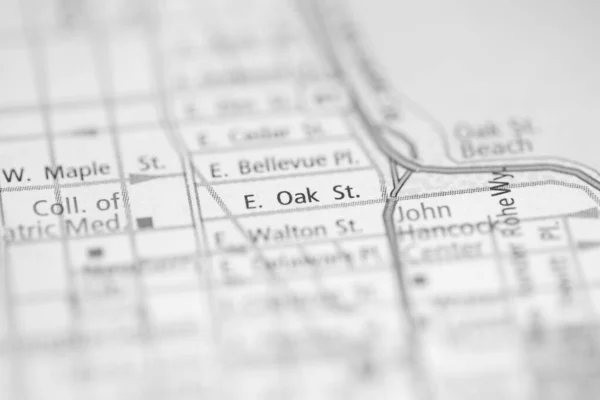 Oak Chicago 伊利诺伊州地图上的美国 — 图库照片