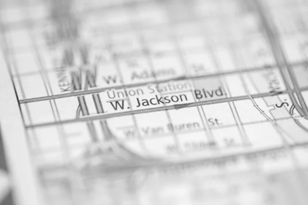 ジャクソン ブルバード シカゴだ イリノイ州 地図上のアメリカ — ストック写真