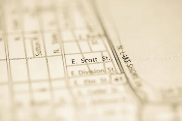 Scott Chicago Illinois Stati Uniti Sulla Mappa — Foto Stock