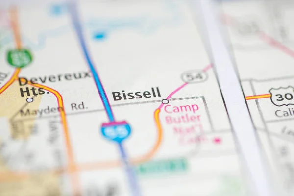 Bissell Indiana Usa Mapě — Stock fotografie