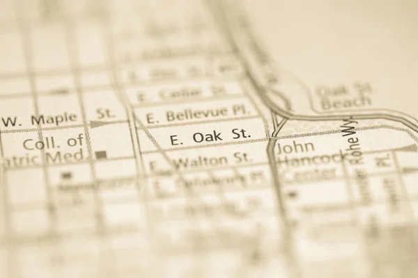 Oak Chicago Illinois Usa Mapě — Stock fotografie