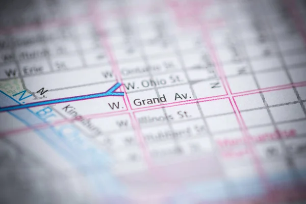 Grand 芝加哥 伊利诺伊州地图上的美国 — 图库照片