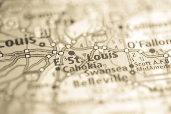 セントルイス東 イリノイ州 地図上のアメリカ — ストック写真