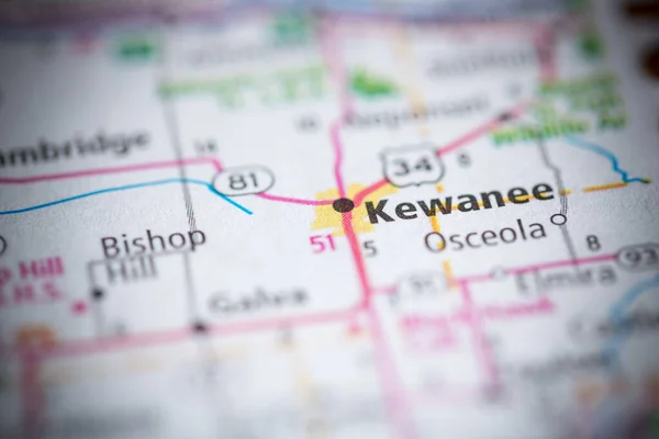 Kewanee 伊利诺伊州地图上的美国 — 图库照片