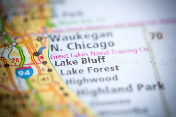 Lago Bluff Illinois Eua Mapa — Fotografia de Stock