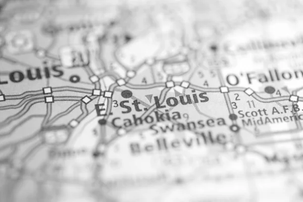 East Louis Illinois Eua Mapa — Fotografia de Stock