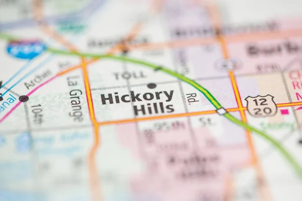 Χίκορι Χιλς Σικάγο Ιλινόις Ηπα Στο Χάρτη — Φωτογραφία Αρχείου