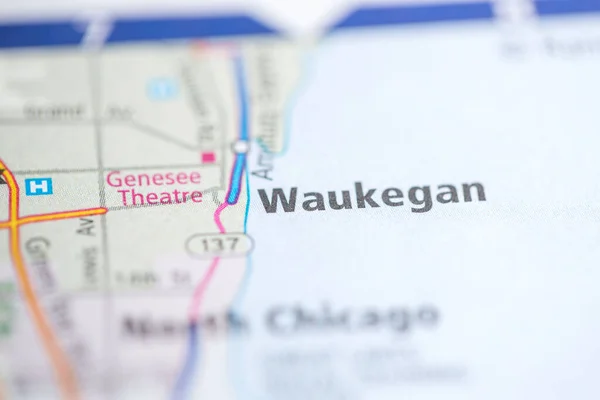 Waukegan Illinois Eua Mapa — Fotografia de Stock