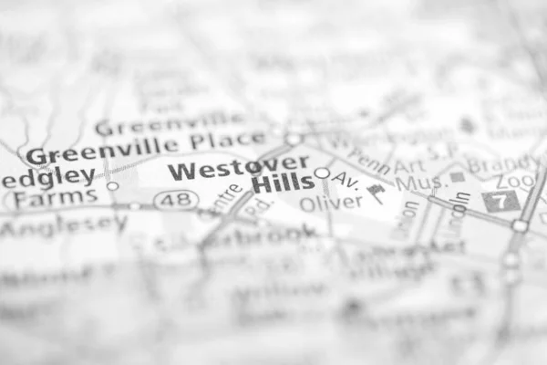 ウェストオーバーヒルズ デラウェアだ 地図上のアメリカ — ストック写真