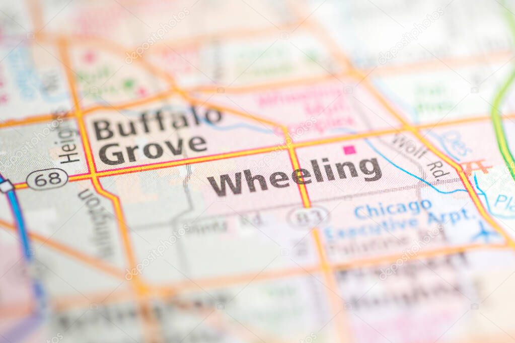 Wheeling. Illinois. USA on the map