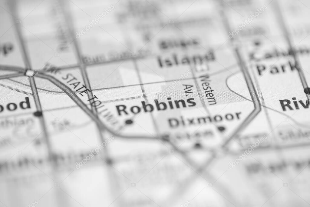 Robbins. Chicago. Illinois. USA on the map