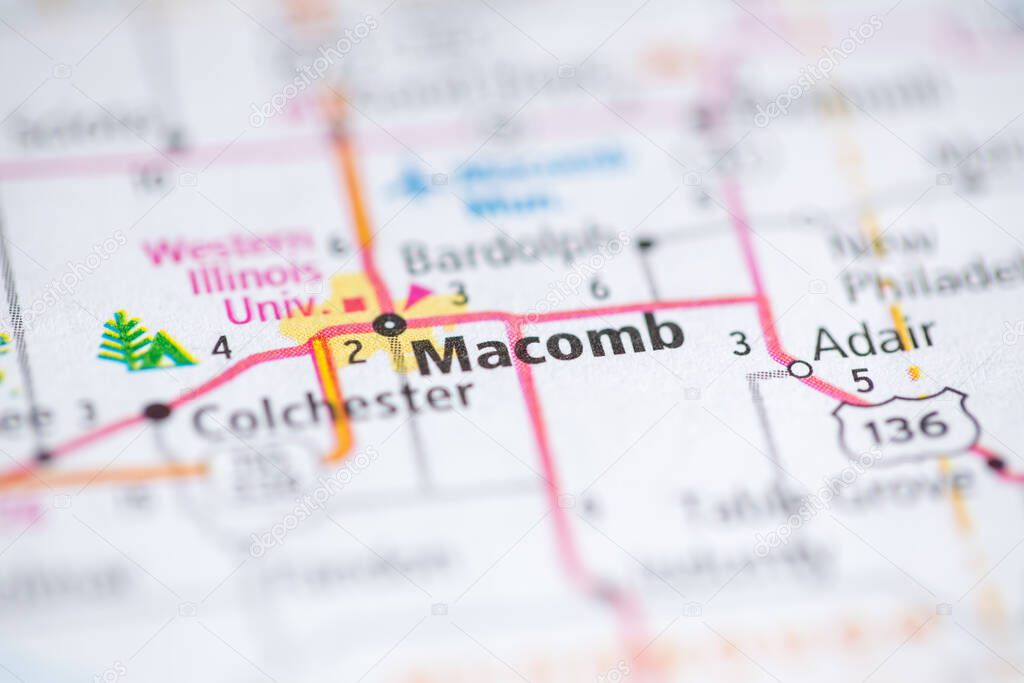 Macomb. Illinois. USA on the map