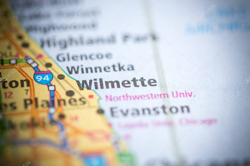 Wilmette. Illinois. USA on the map