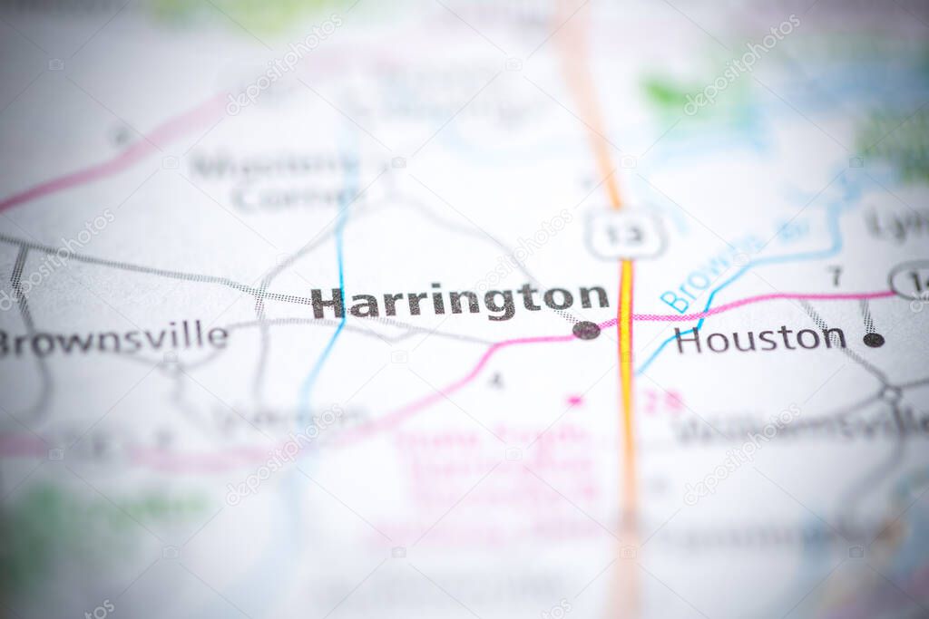 Harrington. Delaware. USA on the map 
