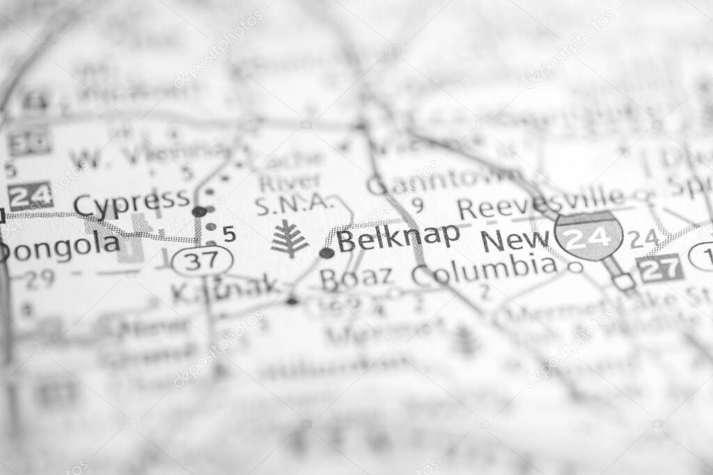 Belknap. Illinois. USA on the map