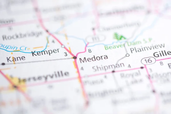 美朵拉伊利诺伊州地图上的美国 — 图库照片
