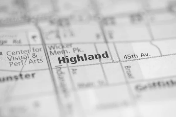 Highland Indiana Eua Mapa — Fotografia de Stock